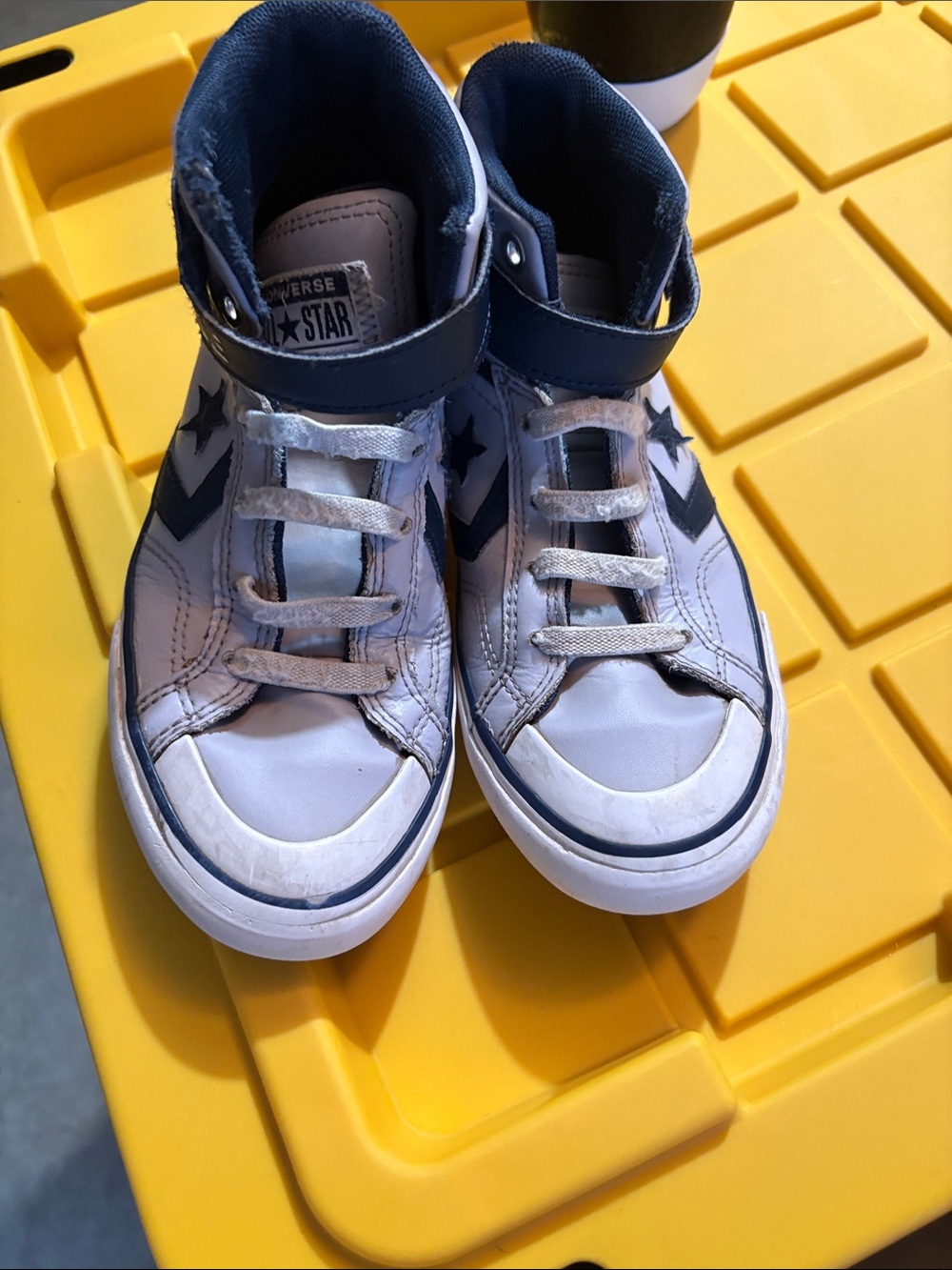 Converse Kids White & Navy Star High-Top Sneakers with Strap